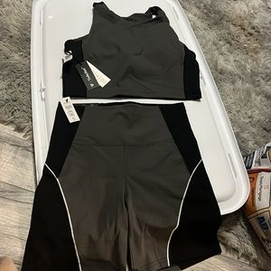 ARITZIA TNA SLICK SHORTS (SIZE M) AND MATCHING TOP (SIZE L)